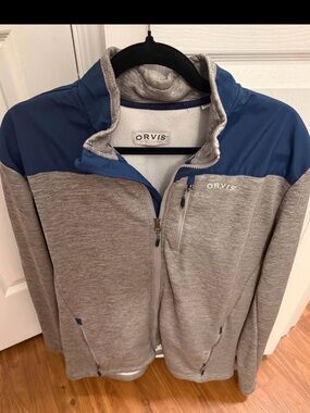 Orvis Men's Gray and Blue Performance Full-Zip Jacket